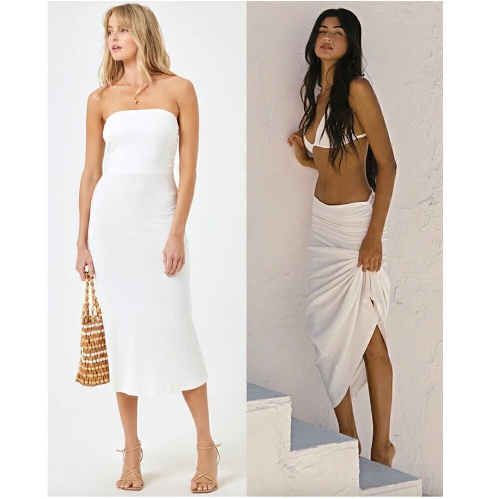 L*SPACE Manaia Convertible Cover-Up in Cream Size Large NWT